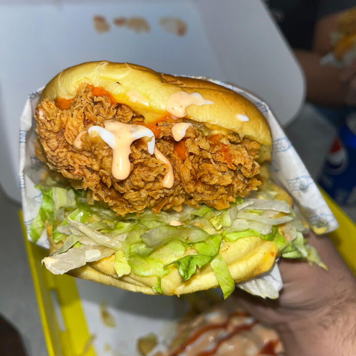 delicious fried chicken sandwich on scrollbites